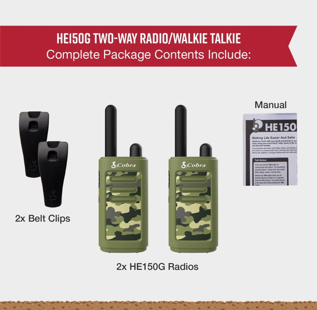 Cobra HE150 Kindervriendelike Walkie Talkies – 25 km Reikafstand, 2 Kanale Tweeradio Stel – Groen, (2-pak)