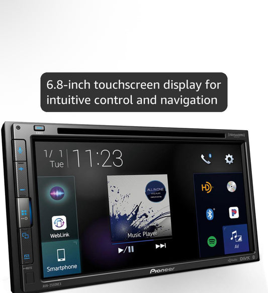 Pioneer 6.8" Capacitive Touchscreen Double Din Car Stereo DVD Multimedia Receiver, Wired Apple CarPlay & Android Auto, Bluetooth, Backup Camera, SiriusXM, HD Radio, FLAC, Hi-Volt RCA