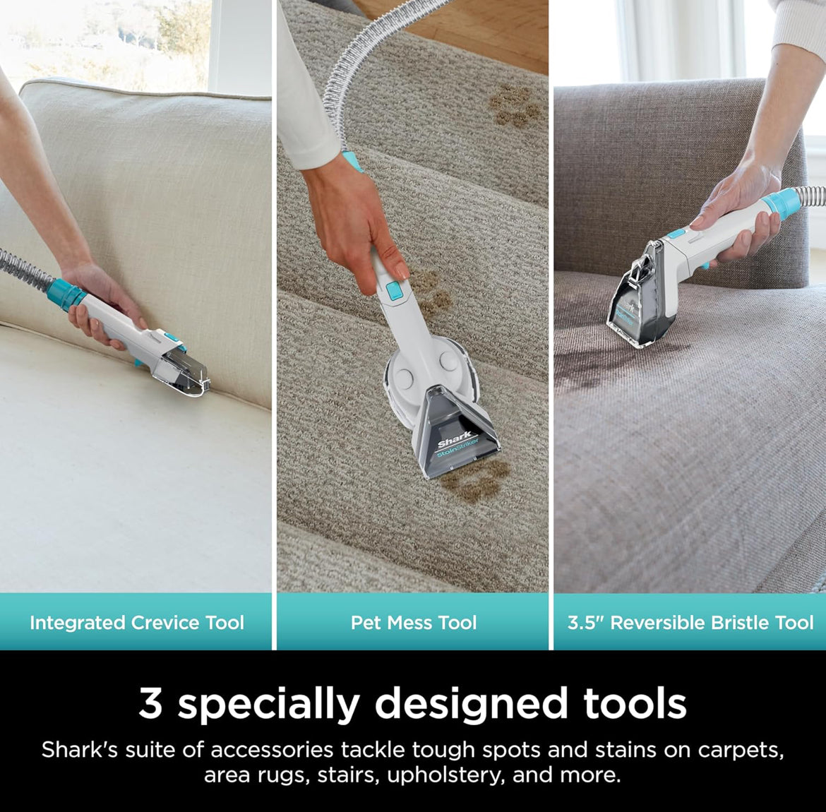 Shark StainStriker Portable Carpet, Upholstery & Area Rug Cleaner with Pet Mess Tool -  White