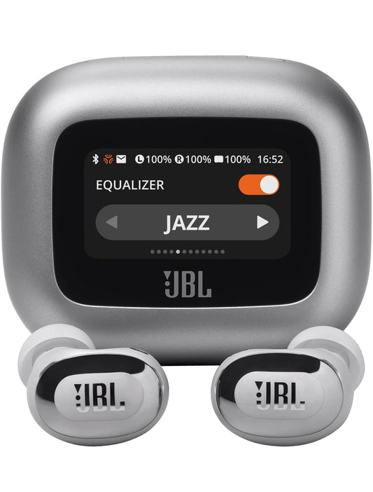 JBL Live Buds 3 - True Wireless Noise-Cancelling Bud-Type Earbuds, 40Hrs Total Playback, Wireless Charging, 6 Mics for Perfect Calls, Multi-Point Connection, IP55 Waterproof and dustproof (Silver)