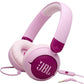 JBL Junior 320 - Wired on-Ear Kids Headphones Safe Sound (<85dB), Built-in mic, Fit for Kids and Customizable with Included Stickers (Purple)