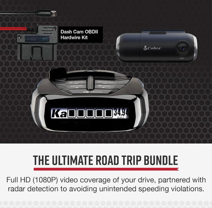 Cobra RAD 480i Radarverklikker & SC 201 Slim Streepkamera Langafstand Vinnige Radarbespeuring, Vol HD 1080P Video + 16GB SD Kaart, Ingeboude WiFi & GPS