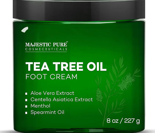 Suiwer Teeboomolie Voetroom, Verhittingsroom - Eelte, Droë Gebarste Voete, Hande, Hakke, Elmboog, Nels, en Knieë - Versag & Bevogtig Vel - (8 oz - Pak van 2)