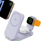 INIU 3 in 1 Wireless Charging Station, Qi2 Certified Magnetic Travel Charger for Apple Multiple Devices, Foldable Charger Stand for Apple iPhone 16 15 14 13 12 Series Watch AirPods (Purple)