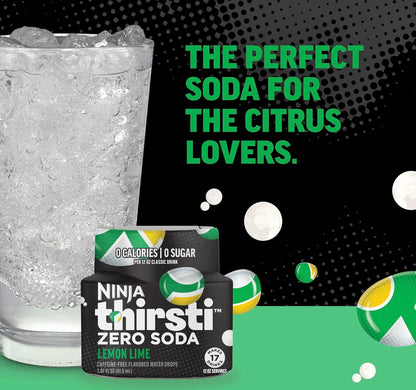 Ninja Thirsti Gegeurde Waterdruppels, ZERO KOELDRANK Suurlemoen-Lemmetjie, Klassieke Koeldrankgeure - Maak 17, 350ml drankies (3 Pak)