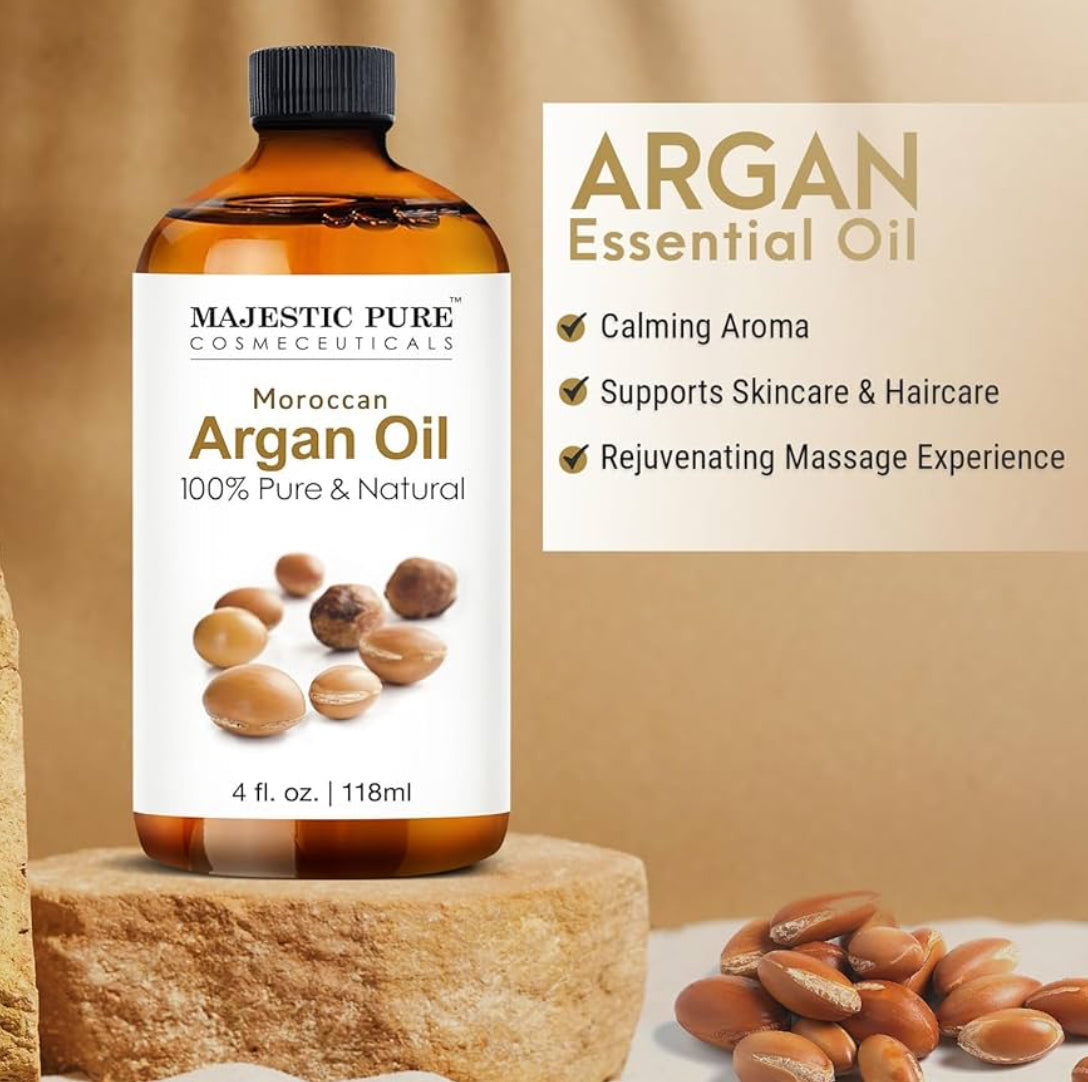 Suiwer Essensiële Olie met Glasdrupper - 100% Suiwer en Natuurlik - Essensiële Olies vir Diffuser, Aromaterapie, Seep- en Kersmaak, Marokkaanse Argan Essensiële Olie, Marokkaanse Argan Olie, 4 Fl Oz
