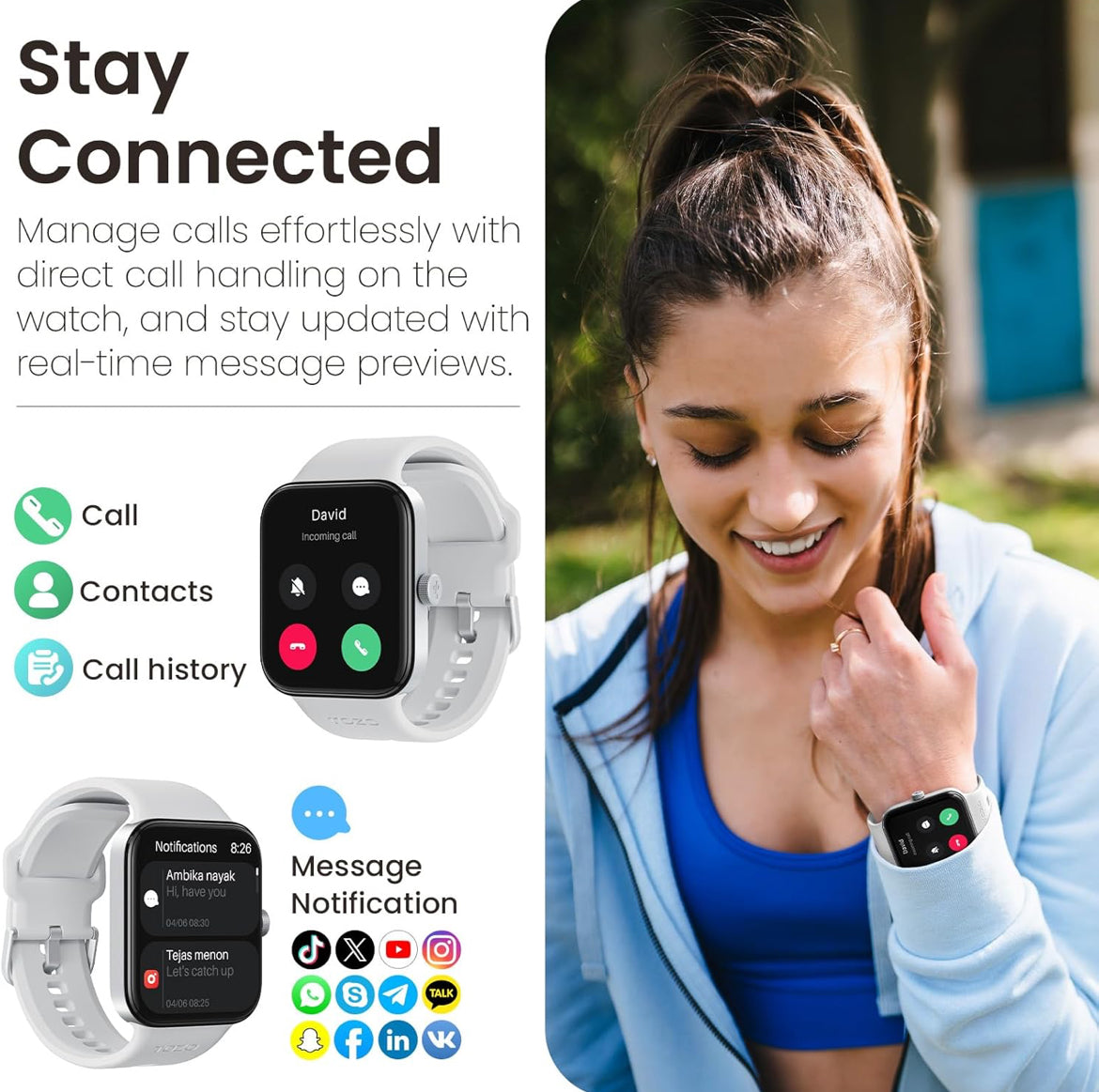 S4 One Smart Watch 1.78" Ultra-Clear Screen Call/Answer Fitness Tracker, Sleep Monitor IP68 Waterproof for iOS 11.0+ Android 9.0+ (Silver)