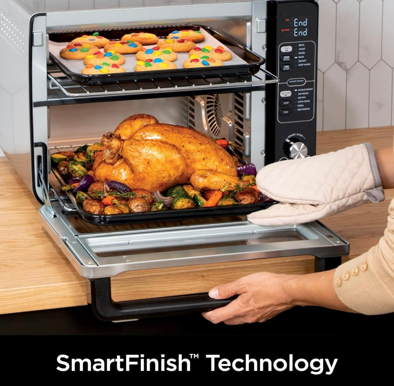 Ninja DCT401 12-in-1 Double Oven with FlexDoor, Flavor Seal & Smart Finish, Rapid Top Convection and Air Fry Bottom - Stainless Steel