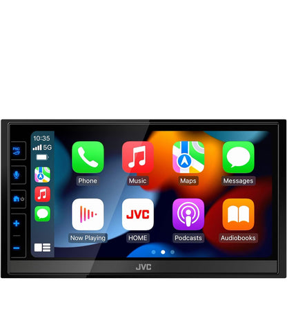 JVC Apple CarPlay Android Auto Digitale Mediaspeler, Dubbel Din, 6.8 Duim LCD Raakskerm, AM/FM, HD Radio, Bluetooth, MP3 Speler, USB Poort, iDatalink Maestro, SiriusXM, Motorradio