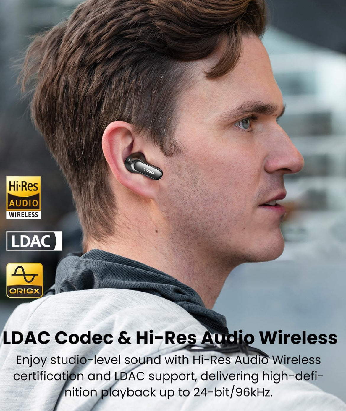 NC20 Pro Active Noise Cancelling Wireless Earbuds with Smart Touch Screen, LDAC Hi-Res Audio, Stereo Bass, 6 Mics AI Call Ear Buds, 80H Playtime, IPX8 Waterproof (Titanium Black)