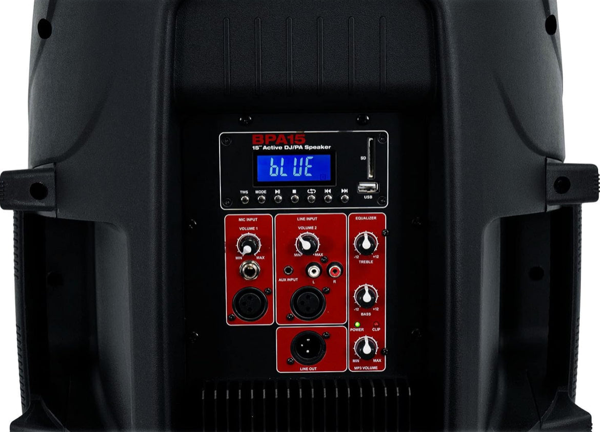 Rockville BPA15 15" 800W Powered PA DJ Speaker with Bluetooth, XLR, 1/4", RCA, 1/8" Inputs, USB/SD Music Player, Deep Bass, Remote Included