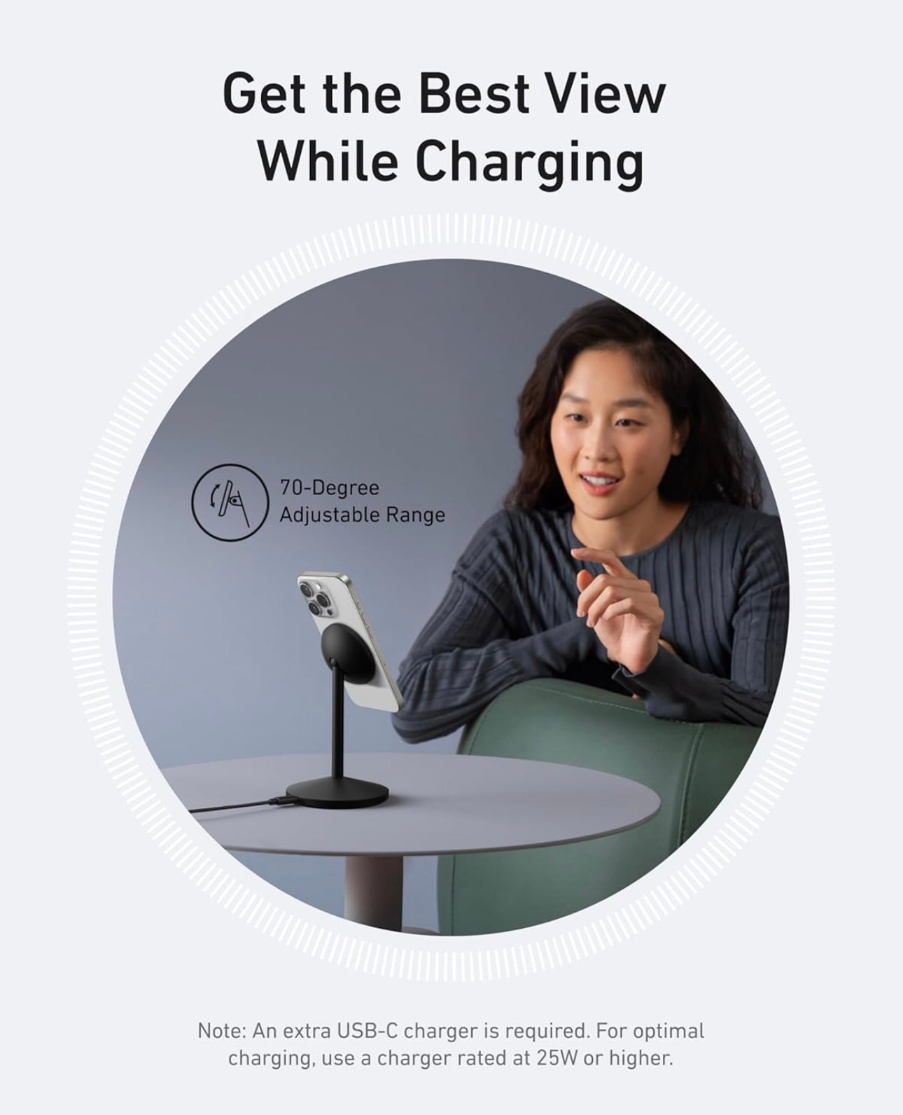 Anker MagGo iPhone 16 MagSafe-Compatible Wireless Charger Stand (No AC Adapter)