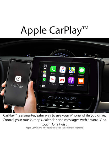 JVC KW-M560BT Apple CarPlay Android Auto Multimedia Speler met 6.8" Kapasitiewe Raakskerm, Bluetooth Oudio en Handsfree Oproepe, MP3-Speler, Dubbel DIN, 13-Band EQ, SiriusXM, AM/FM Motorradio