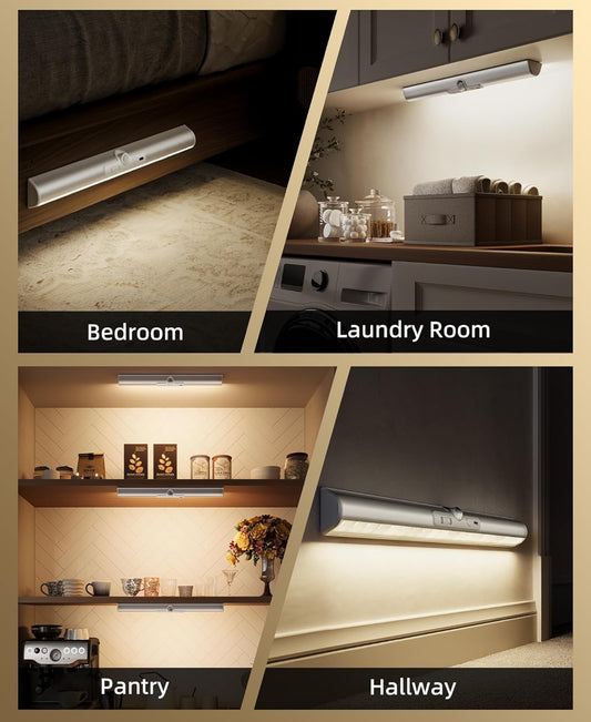 Motion Sensor Lighting 3 Color Temps Rechargeable, 1800mAh, Dimmable, 3 Color Temps, 90+CRI, Rotatable Sensor, Magnetic