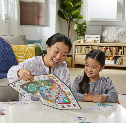 Monopoly Discover Board Game for Kids Ages 4+, Fun Game for Families, 2-Sided Gameboard for 2-4 players, 2 Levels of Play, Playful Teaching Tools for Families