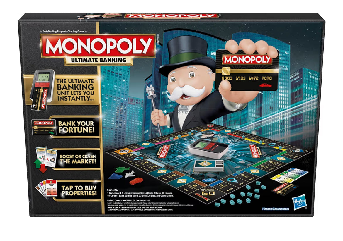 Hasbro Gaming Monopoly Ultimate Banking Edition Board Game for Families and Kids Ages 8 and Up