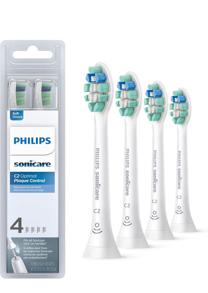 Philips Sonicare Optimal Plaque Control Vervangende Tandeborselkoppe, HX9024/65, BrushSync™ Tegnologie, (Wit) 4PK