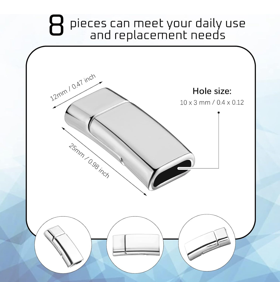 8 STUKS 10x3 mm Plat Leer Magnetiese Sluitings Armband Juweliersware Maak Magnetiese Sluitings Silwer Armband Metaal en Sluitings Selfdoen Sluiting vir Juweliersware Handwerk Maak Benodigdhede