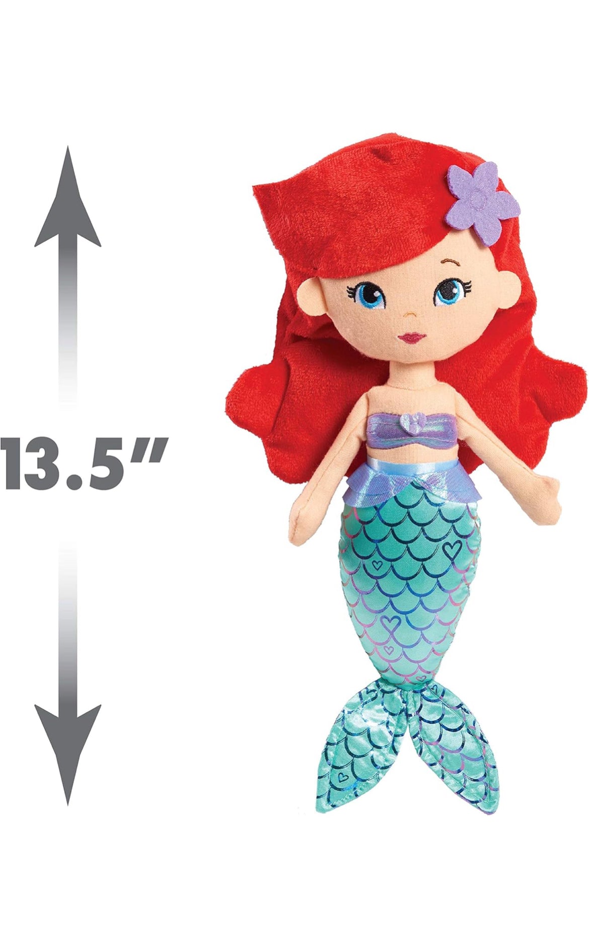 Disney Princess So Sweet Princess Ariel, 13.5-Inch Plush with Red Hair, The Little Mermaid, Kids Toys for Ages 3 Up by Just Play