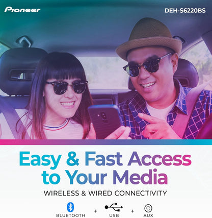 Pioneer DEH-S6220BS 1-Din CD Car Stereo with Bluetooth, USB/AUX. HD Radio
CD Receiver, SiriusXM, Color Change, FLAC, AM/FM, Detachable Face, 13-Band EQ, 50W x 4, Voice Control, Hi-Volt RCA Preouts