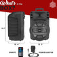 Portable Bluetooth Speaker System  12'' 800 Watts w/ Latest DJ LED Lights, USB/FM/BT/Aux/Remote Control/Mic Inputs & Built-in Rechargeable Battery