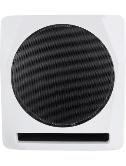 Rockville APM10W Aktiewe Studio Subwoofer in Wit, 10", 400W, MDF Hout, RCA/XLR/Opties, Vooraansluiting