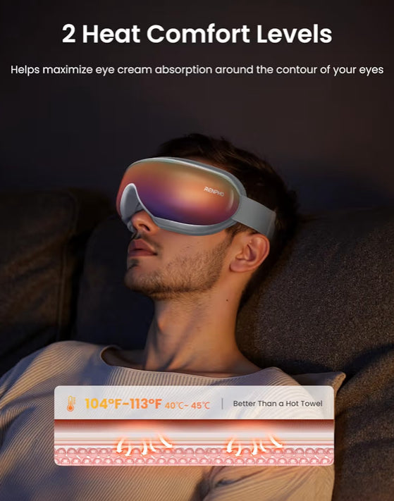 New Eyeris 1 Eye Massager w/ Remote Sleep Mask with Heat Compression, Headache Massager for Strain Migraine Relief Stye Eye