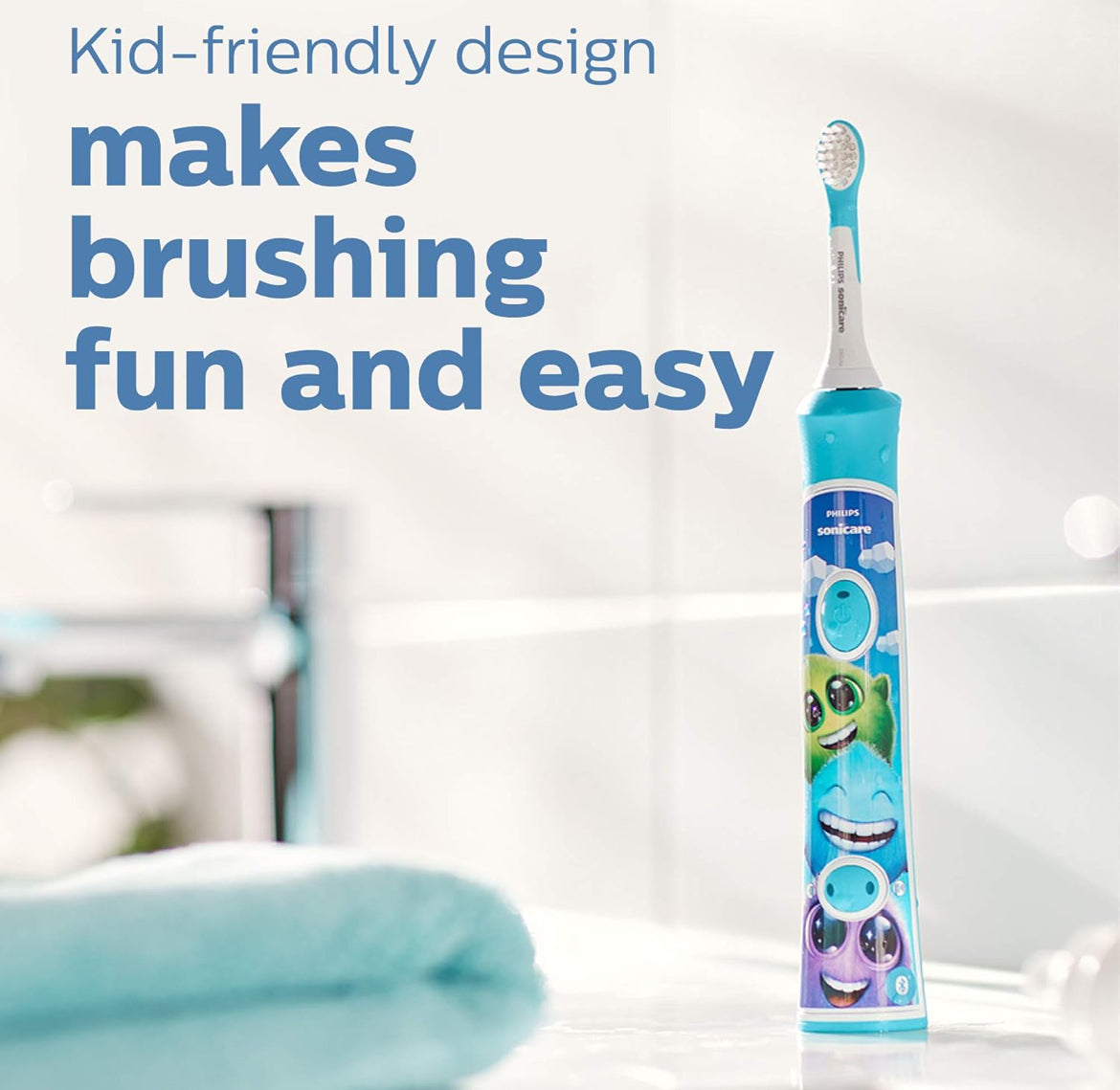 Philips Sonicare for Kids 3+ Oorspronklike Vervangingsborselkoppe, 2 Borselkoppe, Turkoois en Wit, Kompak, HX6032/94