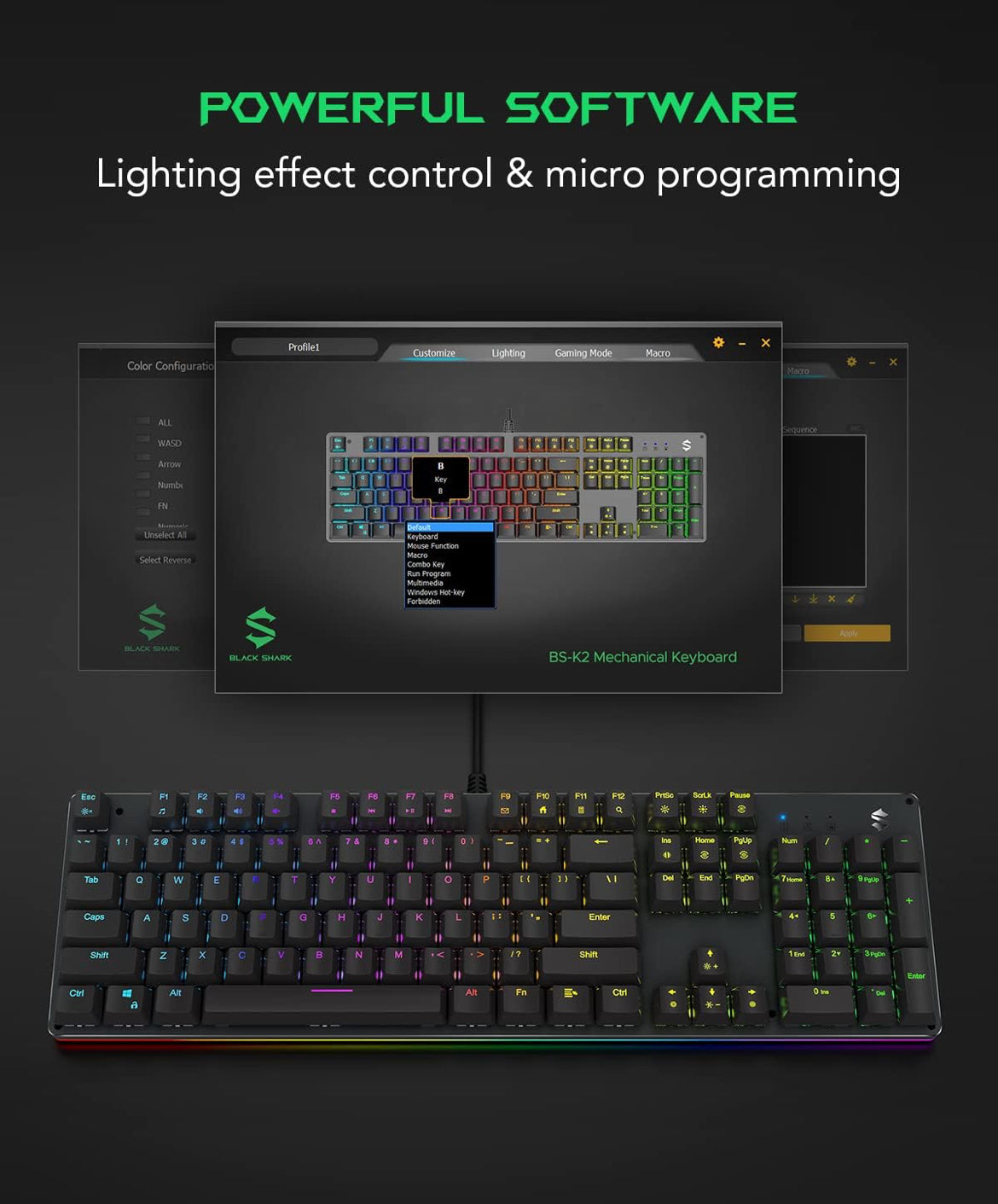 Black Shark RGB Mechanical Gaming Keyboard LED Backlit Wired Keyboard - NEW
