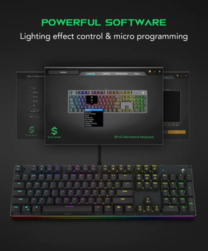 Black Shark RGB Meganiese Dobbel Sleutelbord LED Agterverligte Bedrade Sleutelbord - NUUT
