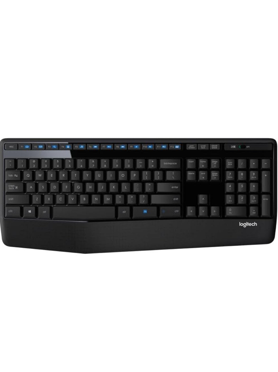 Logitech K345 Draadlose Sleutelbord - Volgrootte Sleutelbord met Polsrus, 2.4 GHz Draadlose USB-ontvanger - vir rekenaar, skootrekenaar