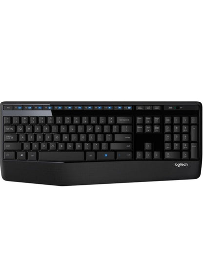 Logitech K345 Draadlose Sleutelbord - Volgrootte Sleutelbord met Polsrus, 2.4 GHz Draadlose USB-ontvanger - vir rekenaar, skootrekenaar