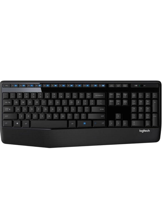 Logitech K345 Draadlose Sleutelbord - Volgrootte Sleutelbord met Polsrus, 2.4 GHz Draadlose USB-ontvanger - vir rekenaar, skootrekenaar