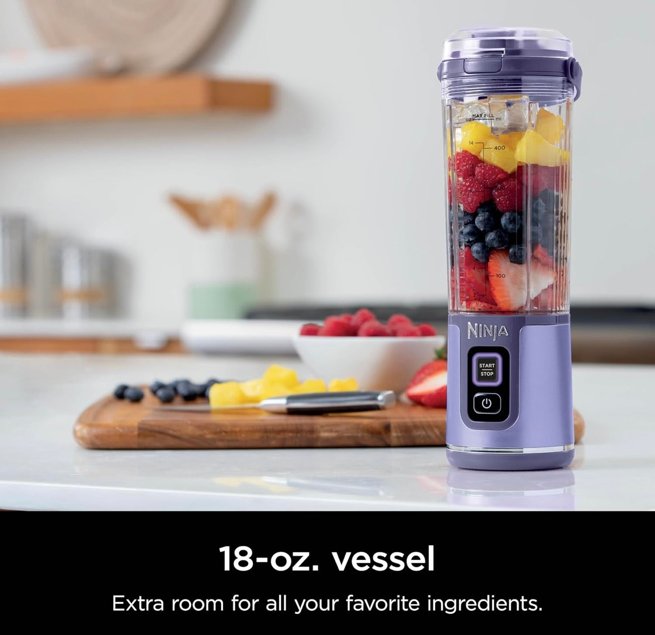 Ninja Blast Portable Blender, Cordless, 18oz. Vessel, Personal Blender BPA Free, Leakproof Lid & Sip Spout, USB-C Rechargeable, Dishwasher Safe Parts - Galaxy Purple - BC151GP