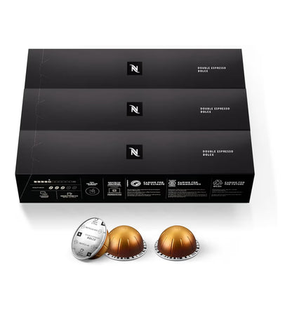 Nespresso Kapsules Vertuo, Double Espresso Dolce, Maak 2.7 oz. - 30-T Double Espresso Peule
