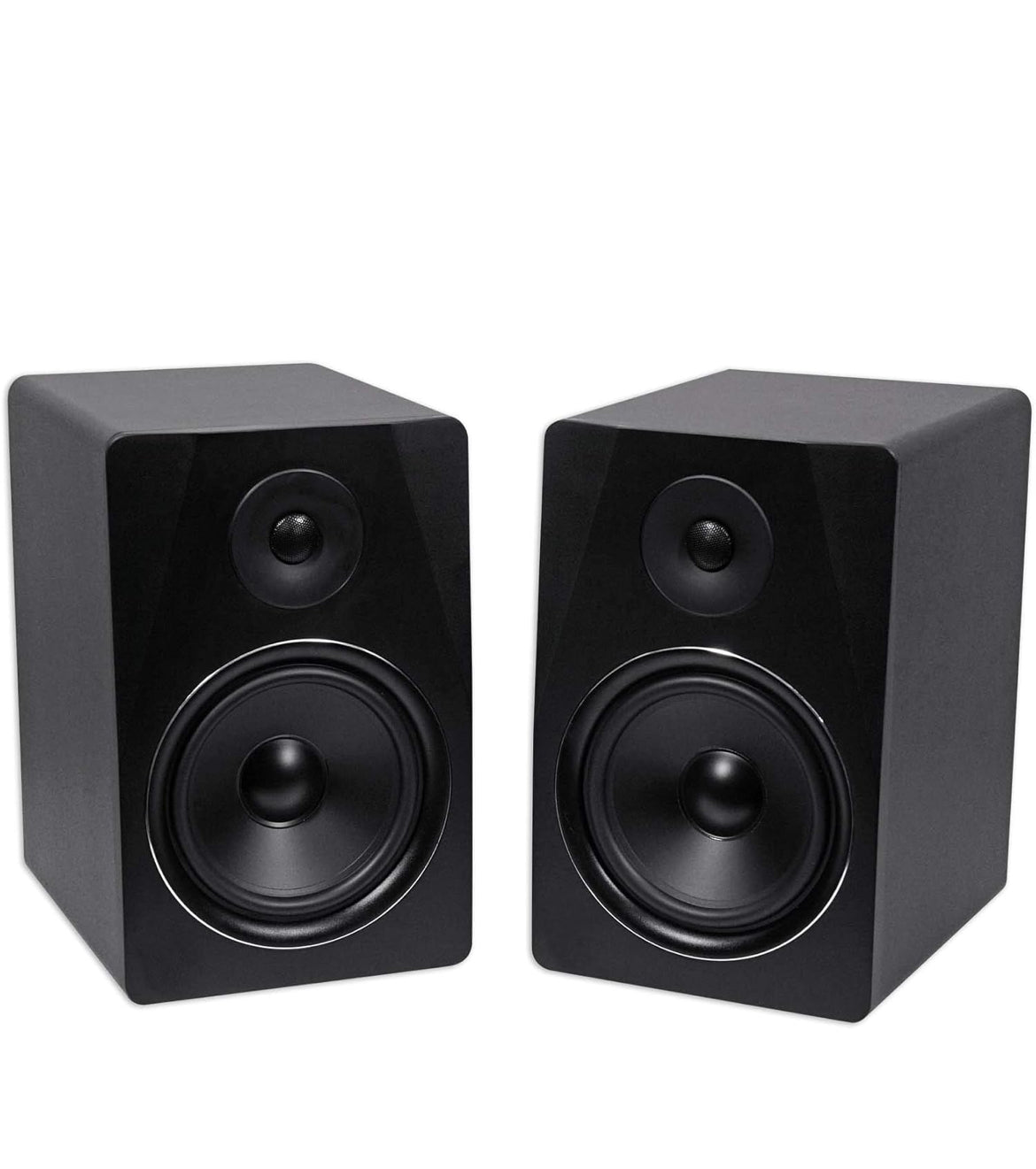 Rockville 2 APM8B 8" 500W Powered Studio Monitors+Stands+Pads and Headphones