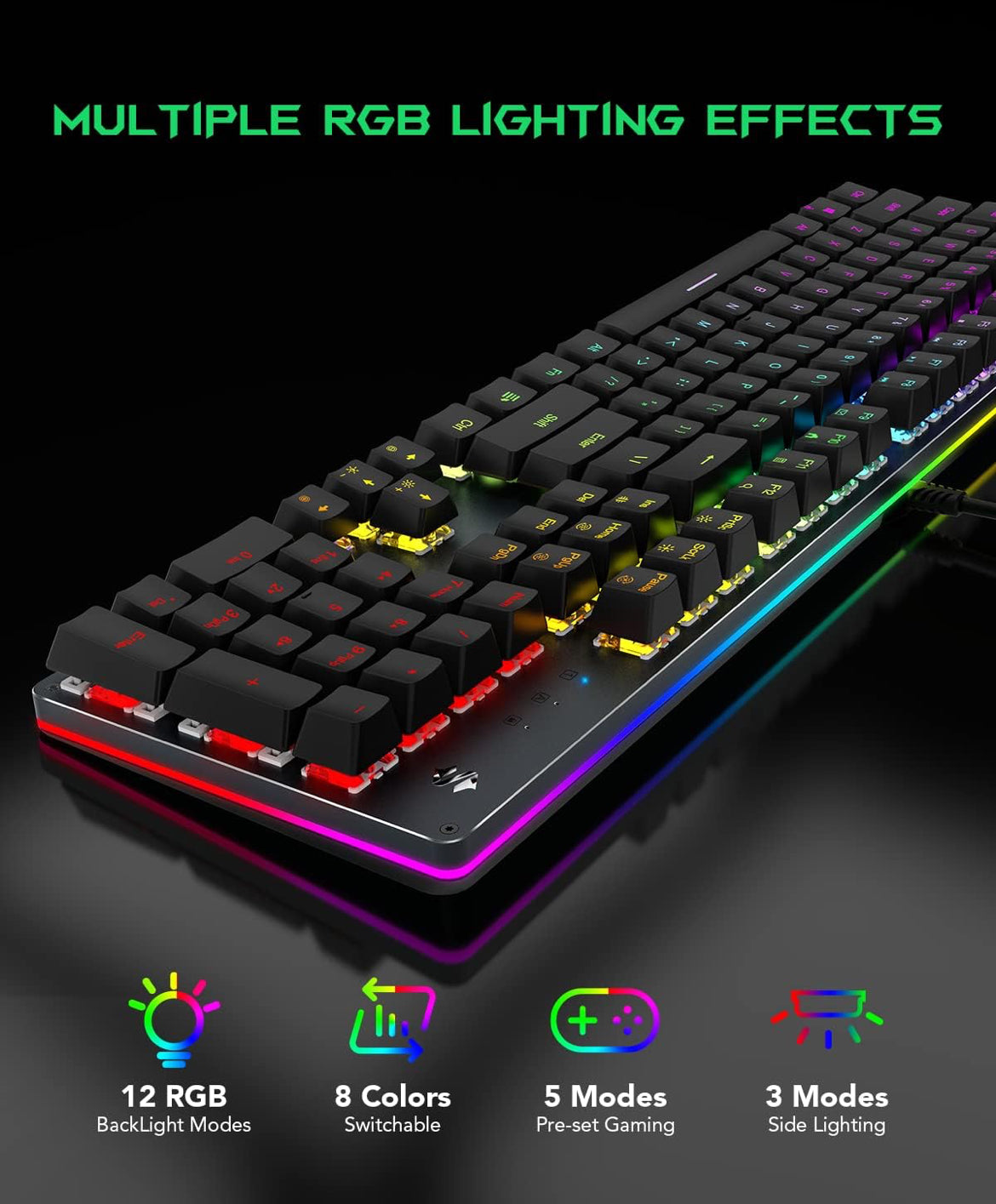 Black Shark RGB Mechanical Gaming Keyboard LED Backlit Wired Keyboard - NEW