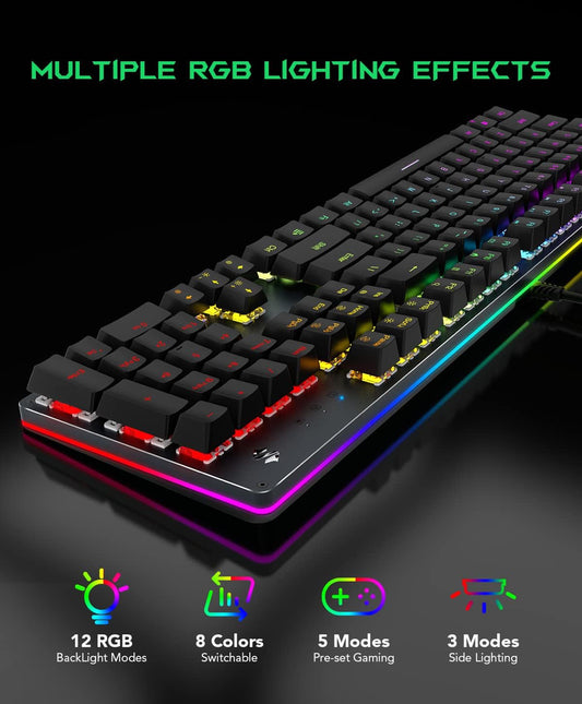Black Shark RGB Mechanical Gaming Keyboard LED Backlit Wired Keyboard - NEW