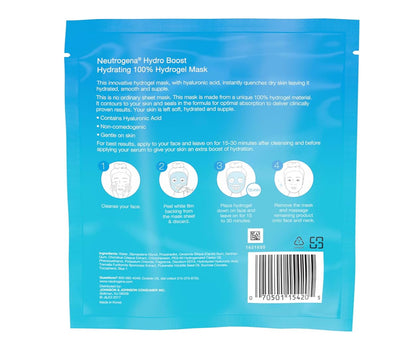 Neutrogena Hydro Boost Bevogtigende & Hidrerende 100% Hidrogelvelmasker vir Droë Vel met Hialuroonsuur - 28g (12 Pak)