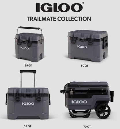 Igloo Trailmate Cooler 50Qt Durable Insulated Hard Shell Ice Chest - Carbonite