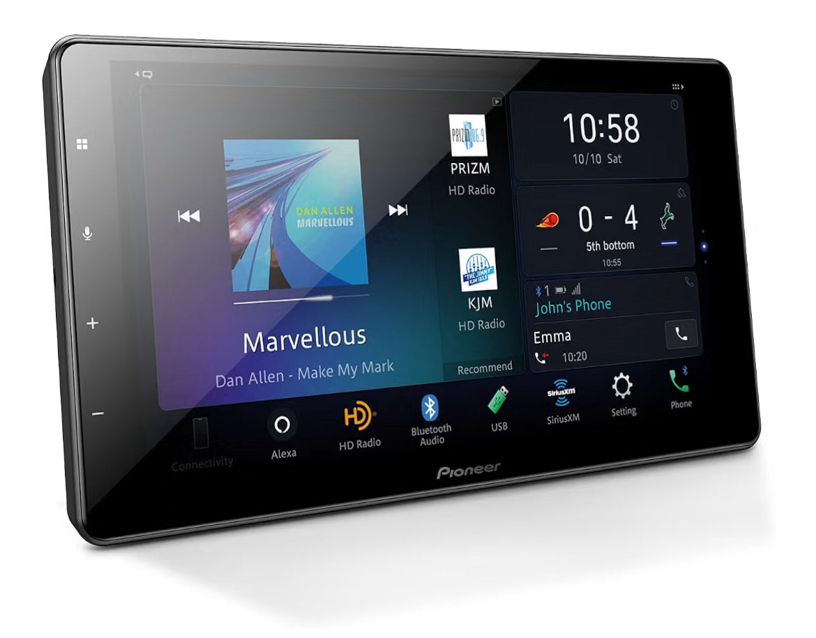 Pioneer 9" Capacitive Touchscreen Modular Chassis Car StereoDigital Multimedia Receiver, Wireless CarPlay & Android Auto, Amazon Alexa, Bluetooth, HD Radio, Backup Cam, Hi-Volt RCA