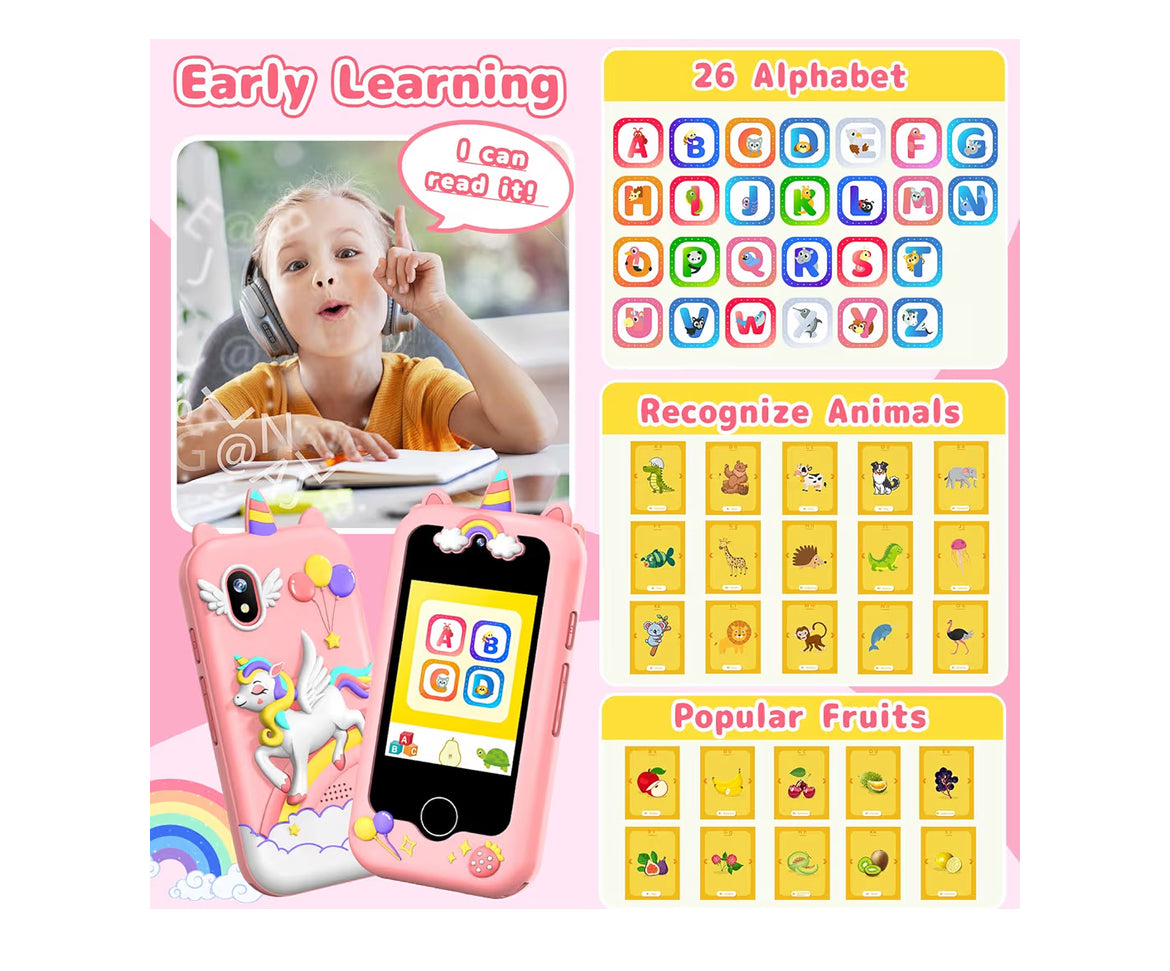 Kids Smart Phone Learning Educational Toy Pretend Play Phones with Educational Games