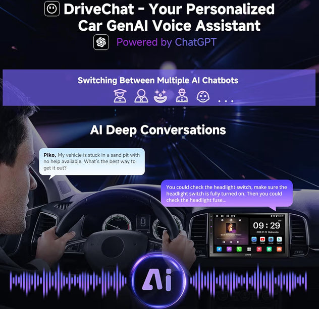 7" Dubbel-DIN Kar Stereo Draadlose CarPlay/Android Auto, In-dash Navigasiestelsel, WiFi/Bluetooth/USB, 24-Bande EQ DSP, AM/FM Radio