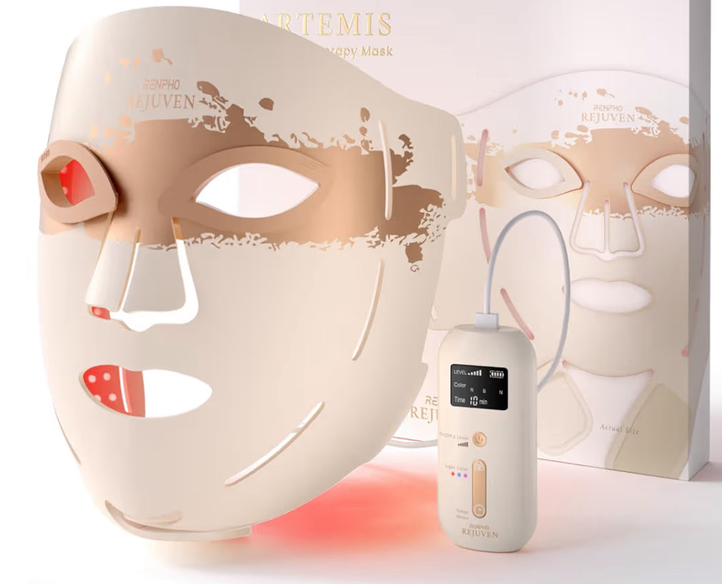 Red Light Therapy Mask 324 LEDs Full Face Coverage & 3 Light Modes, Cordless LED Red Light Therapy Face Mask