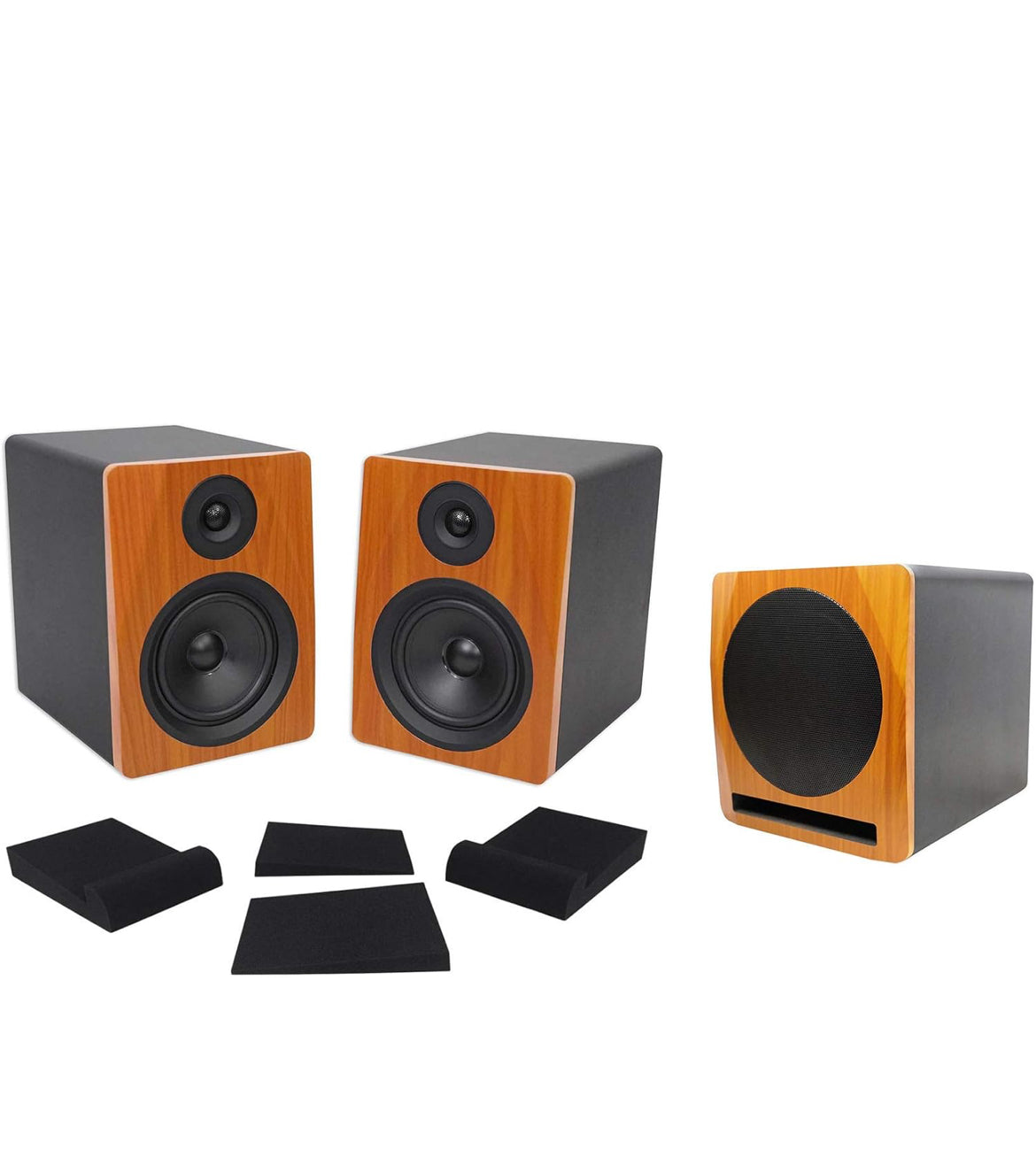 Rockville (2) APM6C 6.5" Powered Studio Monitors+Active 10" Subwoofer+Foam Pads