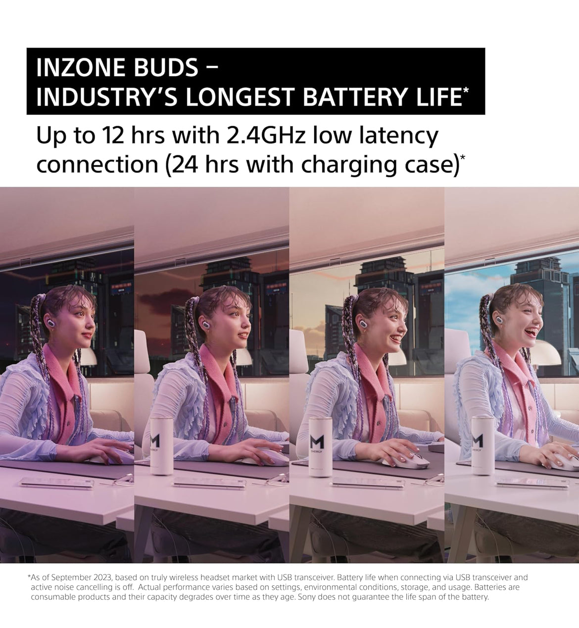 Sony INZONE Buds Draadlose Speletjies-oordopjes, Ideaal vir PlayStation® 5, vir PC/PS5/Switch/Mobile, 48 Uur Battery met Houer, Geraaskansellasie, 360 Ruimtelike Klank, 2.4GHz - Swart