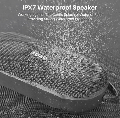 PA1 Bluetooth Portable Speaker Built-in Microphone Stereo Sound, 25H Playtime, IPX7 Waterproof - Black