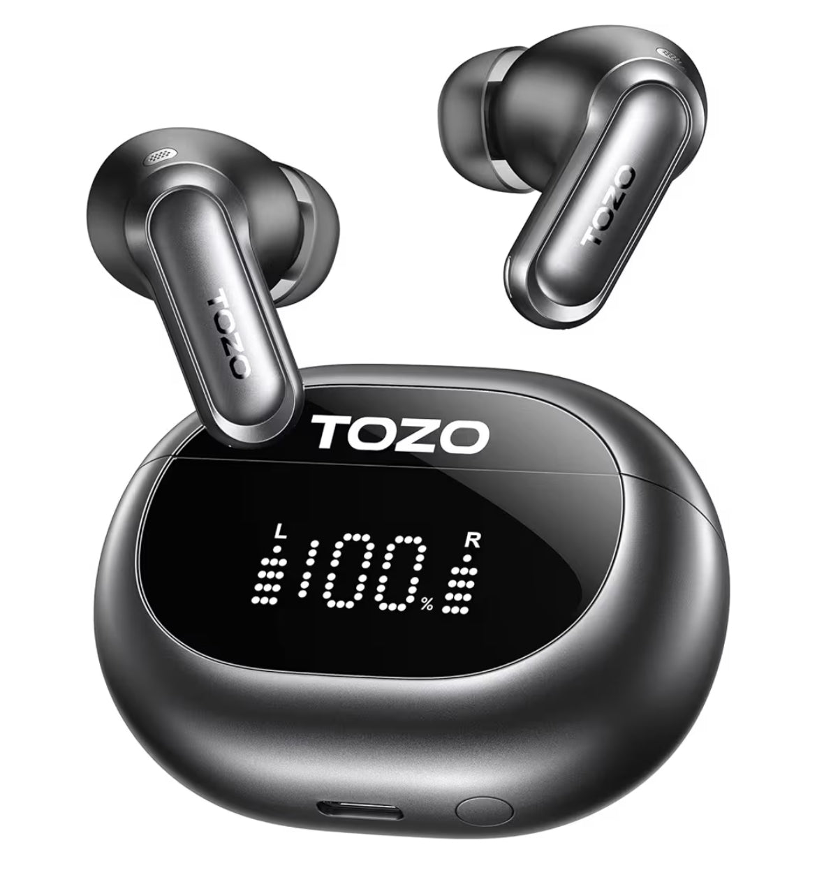 NC20 Active Noise Cancelling Wireless Earbuds, LDAC Hi-Res Sound Bluetooth, 80H Playtime, Dual Pairing, 32 EQ via App, IPX8 Waterproof - Wireless Charging Case