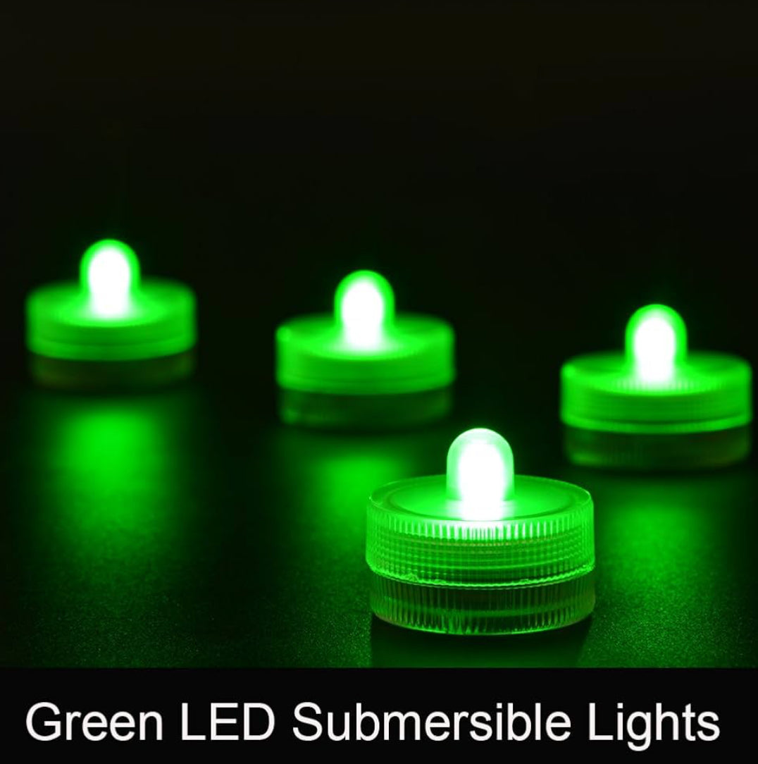 Submersible LED Lights Battery Powered Underwater Waterproof LED Tea Light Candles for Events Decor Lighting - (Green)