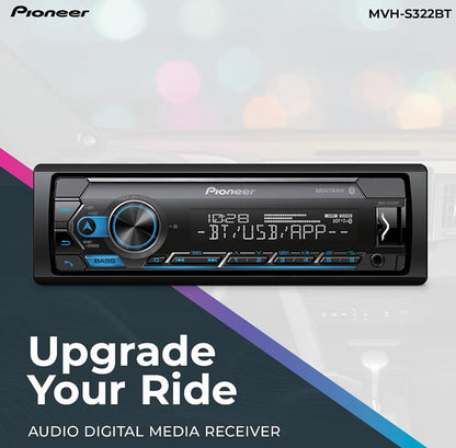 Pioneer Single Din Car Stereo w/ Bluetooth, USB, AM/FM RadioDigital Media Receiver, Color Change, 50W x 4 Output, 13-Band EQ, iPhone/Android Compatible, Front/Rear/SW Selectable RCA
